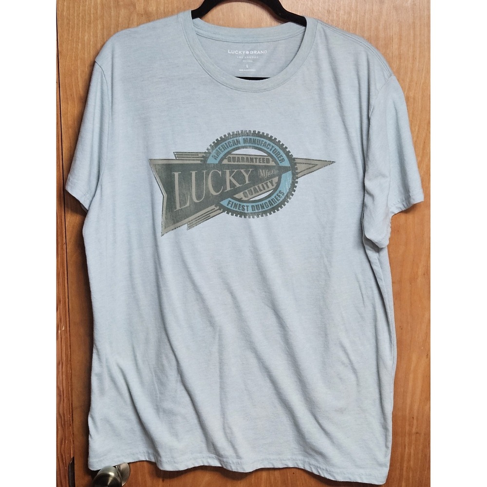 LUCKY BRAND Mens T-Shirt‎ LARGE Blue/Green Color